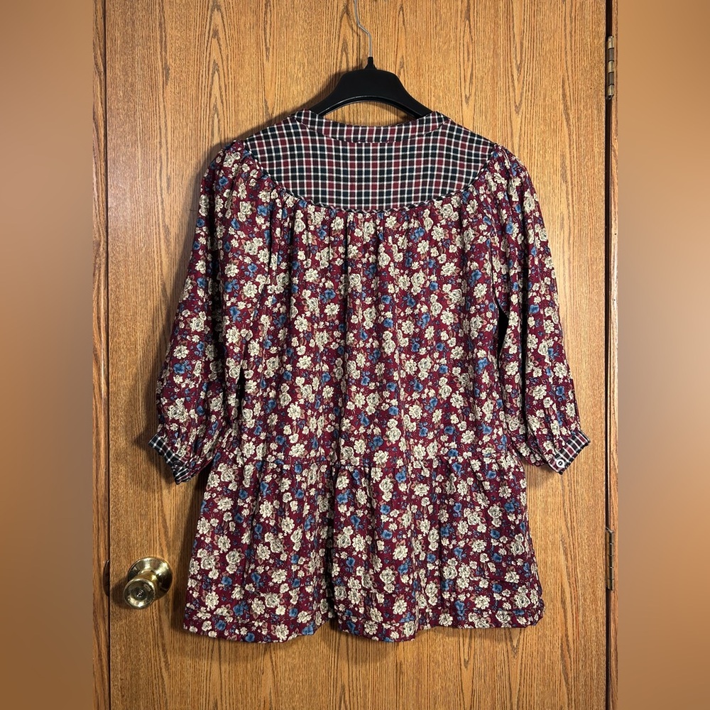 POL Layered Boho Button Up Floral Tunic Dress - Picture 6 of 6
